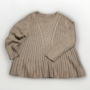 NY Collection Cable Knit Pullover Sweater Womens XXL Beige Cottagecore Cabincore